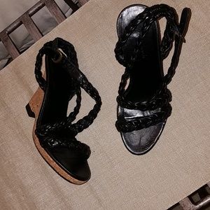 Women's,  size 6.5, black, heeled wedge espadrille